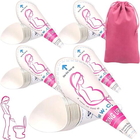 30/50PCS Disposable Female Urination Device, Pee Funnel Standing Pee Women | Portable Waterproof Paper Female Urinal Funnel with Bag for Camping,Travel,Hiking,Outside in Saudi Arabia