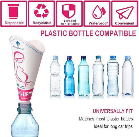 30/50PCS Disposable Female Urination Device, Pee Funnel Standing Pee Women | Portable Waterproof Paper Female Urinal Funnel with Bag for Camping,Travel,Hiking,Outside in Saudi Arabia