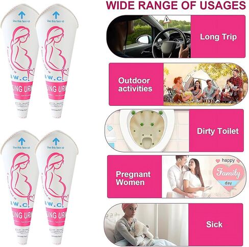 30/50PCS Disposable Female Urination Device, Pee Funnel Standing Pee Women | Portable Waterproof Paper Female Urinal Funnel with Bag for Camping,Travel,Hiking,Outside in Saudi Arabia