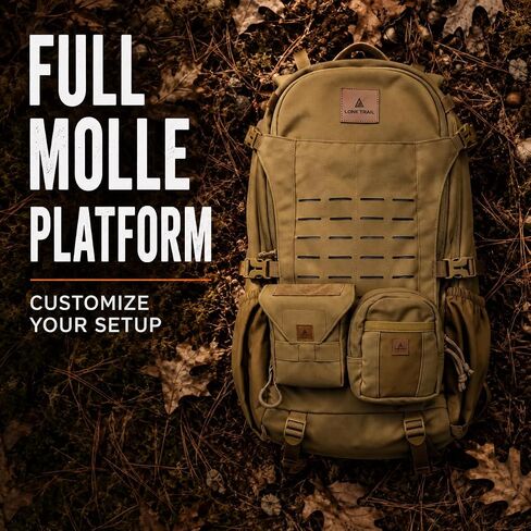 Lone Trail SB1 25L Silent Hunting Backpack - Bow and Rifle Carry System | Quiet brushed fabric day pack, waterproof rain cover included, MOLLE webbing, organized storage for deer and elk hunts in Saudi Arabia
