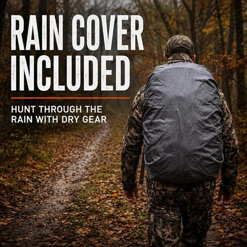 Lone Trail SB1 25L Silent Hunting Backpack - Bow and Rifle Carry System | Quiet brushed fabric day pack, waterproof rain cover included, MOLLE webbing, organized storage for deer and elk hunts in Saudi Arabia