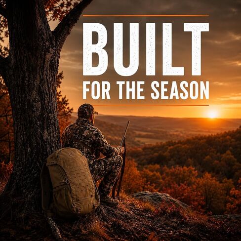 Lone Trail SB1 25L Silent Hunting Backpack - Bow and Rifle Carry System | Quiet brushed fabric day pack, waterproof rain cover included, MOLLE webbing, organized storage for deer and elk hunts in Saudi Arabia