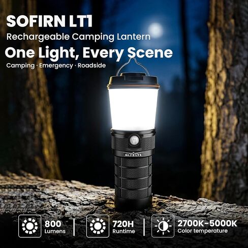 sofirn BLF LT1 Camping Lantern Rechargeable, Dimmable 2700K-5000K, 90 CRI | Warm to neutral tint-adjustable LED lantern with Anduril 2 UI and USB-C charging. For power outages, camping, fishing. in Saudi Arabia