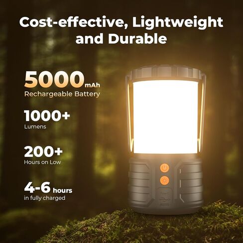Camping Lantern,5000mAh Rechargeable Battery Emergency Lights for Power Outages,3 Colors,IPX4 Waterproof Portable Camping Tent Light for Home or Hurricane Hiking,1 Pack in Kuwait