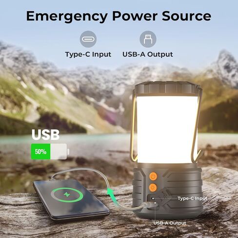 Camping Lantern,5000mAh Rechargeable Battery Emergency Lights for Power Outages,3 Colors,IPX4 Waterproof Portable Camping Tent Light for Home or Hurricane Hiking,1 Pack in Kuwait