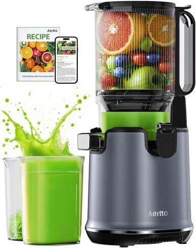 Aeitto Cold Press Juicer Machines, 5.3" Wide Mouth Hopper, Easy to Clean | Masticating Juicer fit Fruits, Vegetables & Leafy Greens | Large Capacity, Quiet Motor, Reverse Function to Prevents Clogging in Saudi Arabia