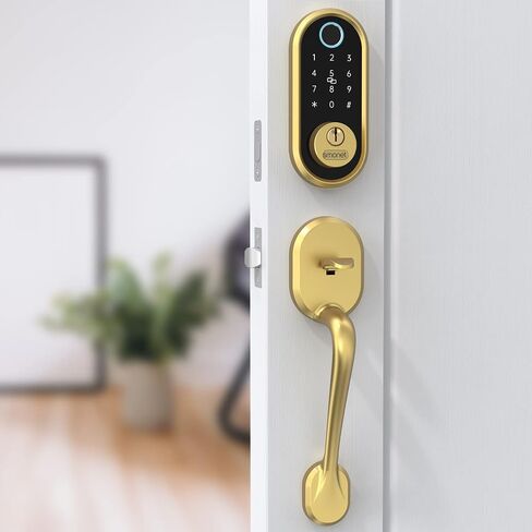SMONET Smart Lock دخول بدون مفتاح للأبواب الأمامية مجموعة بصمة ديدبولت ذهبي in Kuwait