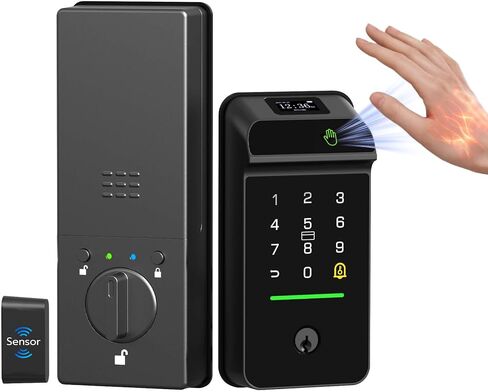 Anweller MD3 Palm Vein Smart Deadbolt Lock، قفل باب دخول بدون مفتاح بيومتري للباب الأمامي، واي فاي مدمج، بطارية 10000 مللي أمبير، لوحة مفاتيح رمز، بطاقة RFID، شاشة عرض، مستشعر قفل تلقائي in Kuwait