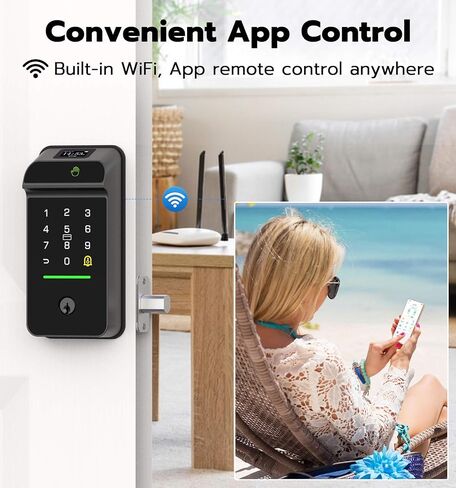 Anweller MD3 Palm Vein Smart Deadbolt Lock، قفل باب دخول بدون مفتاح بيومتري للباب الأمامي، واي فاي مدمج، بطارية 10000 مللي أمبير، لوحة مفاتيح رمز، بطاقة RFID، شاشة عرض، مستشعر قفل تلقائي in Kuwait