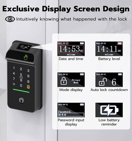 Anweller MD3 Palm Vein Smart Deadbolt Lock، قفل باب دخول بدون مفتاح بيومتري للباب الأمامي، واي فاي مدمج، بطارية 10000 مللي أمبير، لوحة مفاتيح رمز، بطاقة RFID، شاشة عرض، مستشعر قفل تلقائي in Kuwait