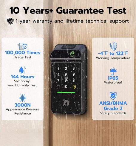 Anweller MD3 Palm Vein Smart Deadbolt Lock، قفل باب دخول بدون مفتاح بيومتري للباب الأمامي، واي فاي مدمج، بطارية 10000 مللي أمبير، لوحة مفاتيح رمز، بطاقة RFID، شاشة عرض، مستشعر قفل تلقائي in Kuwait