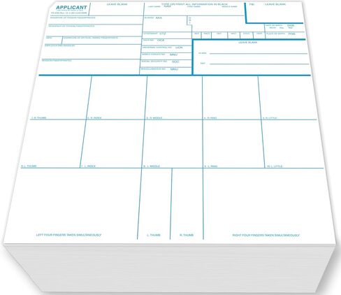 prismite Fingerprint Cards, Heavy Weight, Applicant FD-258 (250 Pack) in Saudi Arabia