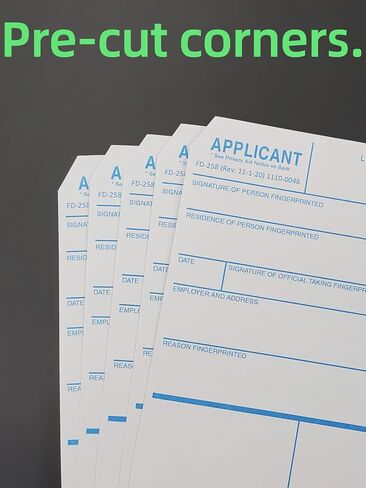 prismite Fingerprint Cards, Heavy Weight, Applicant FD-258 (250 Pack) in Saudi Arabia