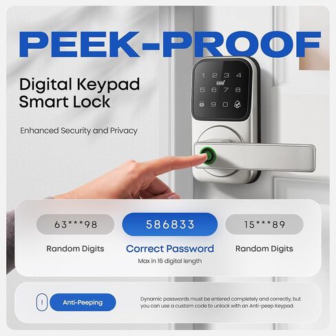 Keypad Smart Door Lock with Knob, Keyless Entry Digital Lock with Handle | Heittis Fingerprint Passcode IC Card Biometric Deadbolt Knob with App Control for Bedroom Front Door Interior/Exterior Use in Kuwait