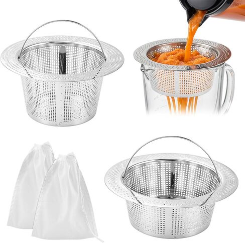 2Pcs Pulp Strainer for Nama J2, Juice Strainers After Juicing,Mesh Strainer | Hands-Free Juice Strainers for Fruit & Vegetable, Secondary Fine Filter for Juice, 304 Stainless Steel, Easy Clean in Saudi Arabia