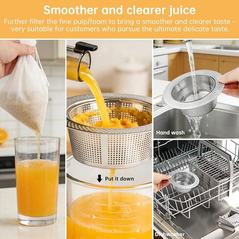 2Pcs Pulp Strainer for Nama J2, Juice Strainers After Juicing,Mesh Strainer | Hands-Free Juice Strainers for Fruit & Vegetable, Secondary Fine Filter for Juice, 304 Stainless Steel, Easy Clean in Saudi Arabia