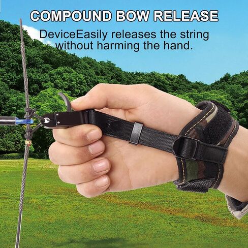 Archery Compound Bow Release Aid Wristband Release Aids 360° Adjustable Thumb Trigger Caliper for Right/Left Hand in Kuwait