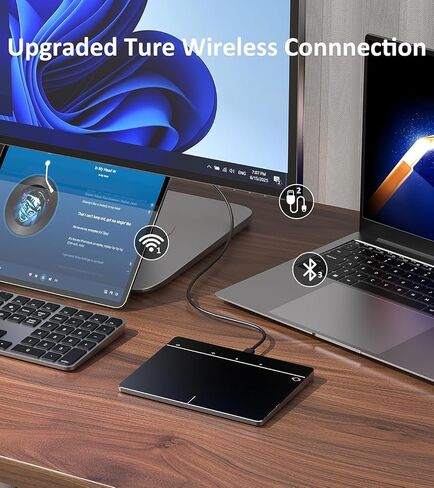 Wireless Bluetooth Trackpad for Windows 10 & 11, 3-in-1 Connectivity Modes,High Precision Control, Portable Multi-Touch Gestures touchpad for PC & Laptop (Black) in Saudi Arabia