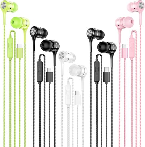 LWZCAM Wired Earbud 5 Pack with 3.5mm Stereo Headphones with Microphone | Bass-heavy sound, a built-in microphone, tangle-free design, ergonomic in-ear style, and compatibility with all 3.5mm jacks in Kuwait