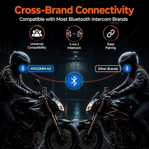H2 Motorcycle Bluetooth Headset, 2-Way Helmet Intercom (1 Pack) | One-Click Pairing, 35H Battery, IP67 Waterproof, DSP & CVC Noise Cancelling, Voice Assistant, FM Radio in Saudi Arabia