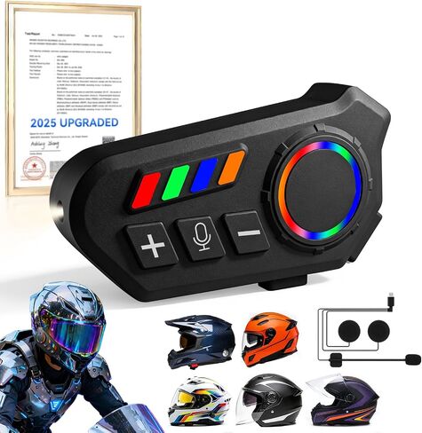 5.0 Motorcycle Bluetooth Headset Helmet Speakers【V1.5.0 Smart Chip】【German 3D Stereo Sound】 Noise Cancellation, 1200mAh Battery, Hands-Free Calling Motorcycle Headset, for Cycling Skiing - No Intercom in Kuwait