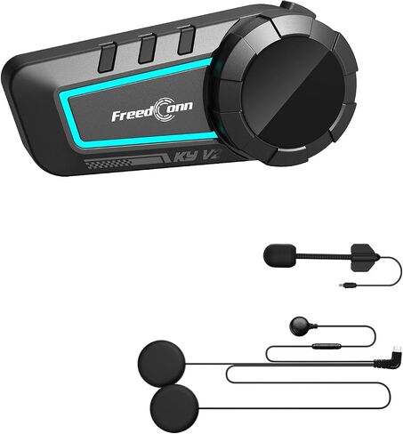 FreedConn KY V2 Motorcycle Bluetooth Headset, 2-Way Helmet Intercom Communication Systems with Audio Multitasking, Bluetooth 6.0, Voice Assistant, Music Sharing, 2 Pack in Saudi Arabia
