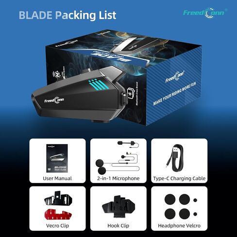 FreedConn Blade Motorcycle Bluetooth Headset, Mesh 3.0 Helmet Intercom Communication Systems with IP67 Waterproof, AI Noise Reduction, Voice Command, Hi-Res Speakers in Saudi Arabia