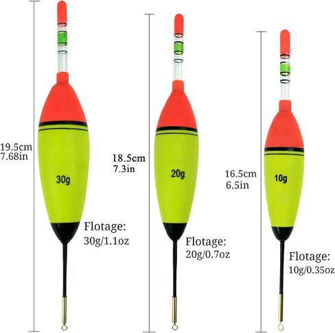 QualyQualy Lighted Fishing Slip Bobber 4-5Pcs Wood/EVA Fish Float + 8-10Pcs Glow Sticks, Night Fishing Light Up Slip Bobber for Crappie Catfish Walleye in Kuwait