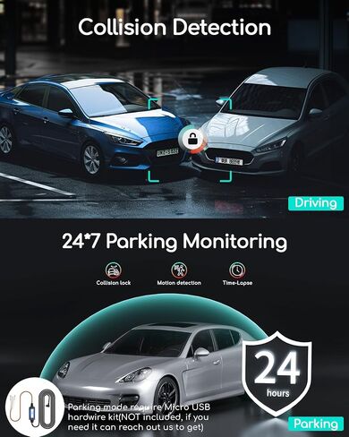 COOAU Dual Dash Cam 2.5K+1080P, Dash Cam Front and Inside, Built-in GPS and WI-FI, Dash Camera for Cars, Perfect for Uber and Taxi Drivers, Night Vision, Accident Record, 24Hr Parking Mode in Saudi Arabia