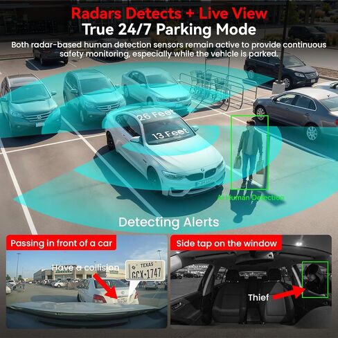 4G LTE Dash Cam with Live View, 2K+1080P Front Inside Anti-Theft Car Camera Live Streaming, Instant Alert via App, Cloud & SD Storage, IR Night Vision, No Screen, 24/7 Parking Mode, GPS, OBD in Kuwait
