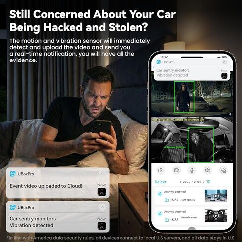 4G LTE Dash Cam with Live View, 2K+1080P Front Inside Anti-Theft Car Camera Live Streaming, Instant Alert via App, Cloud & SD Storage, IR Night Vision, No Screen, 24/7 Parking Mode, GPS, OBD in Kuwait