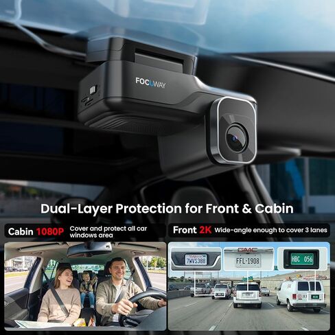 4G LTE Dash Cam with Live View, 2K+1080P Front Inside Anti-Theft Car Camera Live Streaming, Instant Alert via App, Cloud & SD Storage, IR Night Vision, No Screen, 24/7 Parking Mode, GPS, OBD in Kuwait