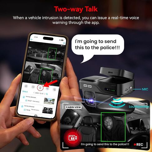 4G LTE Dash Cam with Live View, 2K+1080P Front Inside Anti-Theft Car Camera Live Streaming, Instant Alert via App, Cloud & SD Storage, IR Night Vision, No Screen, 24/7 Parking Mode, GPS, OBD in Kuwait