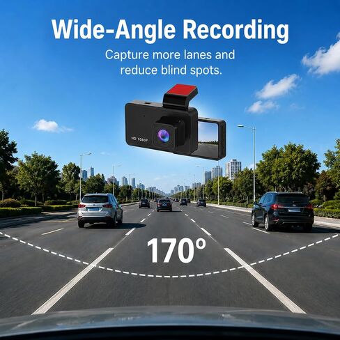 3-inch 1080p High-Definition Dash cam for Cars with Super Night Vision, 170° Large Wide-Angle, 24 Hour Recording, G-Sensor Parking Monitoring Loop Video Motion Detection in Saudi Arabia