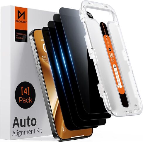 DIMONCOAT 4-PACK for iPhone 16 Pro Max Privacy Screen Protector Glass 6.9" | 13FT Drop Tested, Auto Alignment Kit, 10X Military-Grade Tempered Glass, Stronger Edge Protection, Case Friendly, Bubble-Free in Saudi Arabia