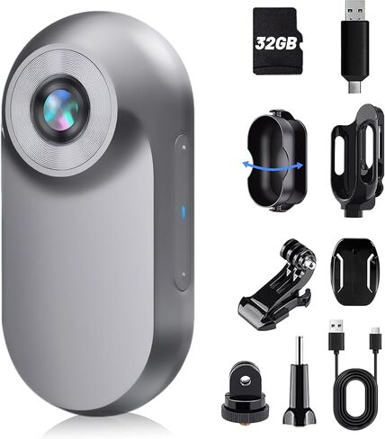 Mini Body Camera 1080P, Thumb Size 40M Waterproof Camera, Clip On Action Cam, Body Cam for Cycling Travel Sports(Black) in Kuwait