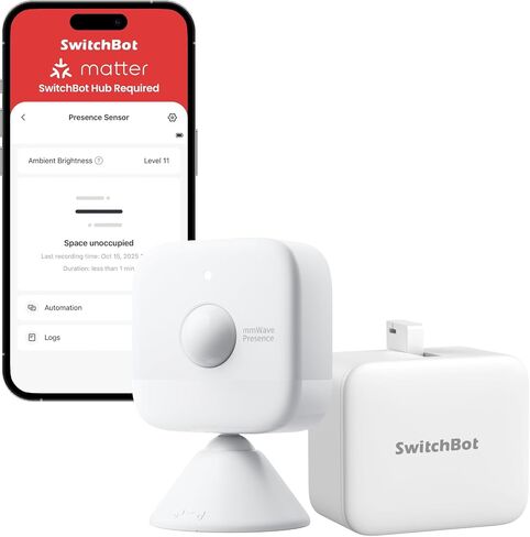 SwitchBot Smart mmWave Radar Motion Sensor, Bluetooth Presence Sensor with Dynamic Detection & Zone Positioning, Compatible with Alexa, HomeKit & Apple Home (Presence Sensor*2) in Saudi Arabia