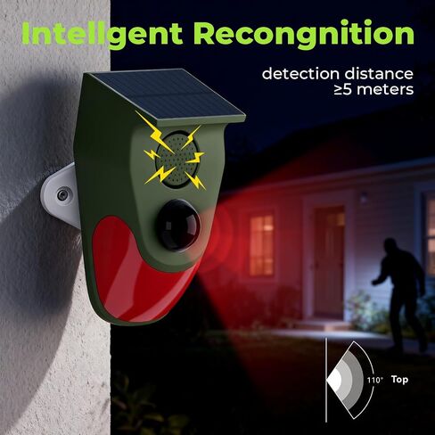 Solar Powered Motion Sensor Alarm with Remote Control, Driveway Alarm,Waterproof Outdoor Infrared Detector Security Siren, 24H/Day/Night Modes, Anti-Theft Animal Repeller for Garden Farm Yard,2 PCS in Saudi Arabia