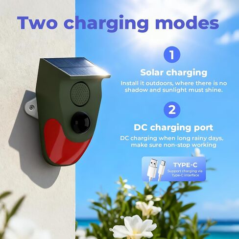 Solar Powered Motion Sensor Alarm with Remote Control, Driveway Alarm,Waterproof Outdoor Infrared Detector Security Siren, 24H/Day/Night Modes, Anti-Theft Animal Repeller for Garden Farm Yard,2 PCS in Saudi Arabia
