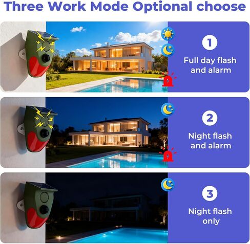 Solar Powered Motion Sensor Alarm with Remote Control, Driveway Alarm,Waterproof Outdoor Infrared Detector Security Siren, 24H/Day/Night Modes, Anti-Theft Animal Repeller for Garden Farm Yard,2 PCS in Saudi Arabia
