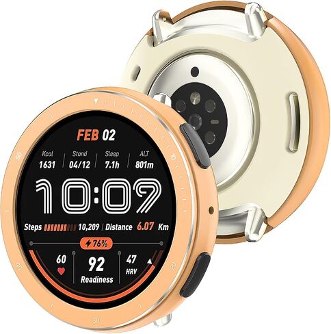 BEARDDO Metal Case for Amazfit Active 2 Smartwatch 44mm, 2 in 1 Stainless Steel Bezel & TPU Back Cover with Cleaning Cloth Accessories,Rugged Shockproof Protector for Active 2 Round Men Women Black in Saudi Arabia