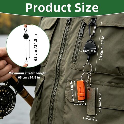 3 Pcs Magnetic Fly Threader Set, Fishing Knot Tying Tool with Retractable Keychain Heavy Duty and Fish Hook Sharpener, 4-Slot Precision Fly Fishing Accessories for Low Light and Small Flies in Saudi Arabia