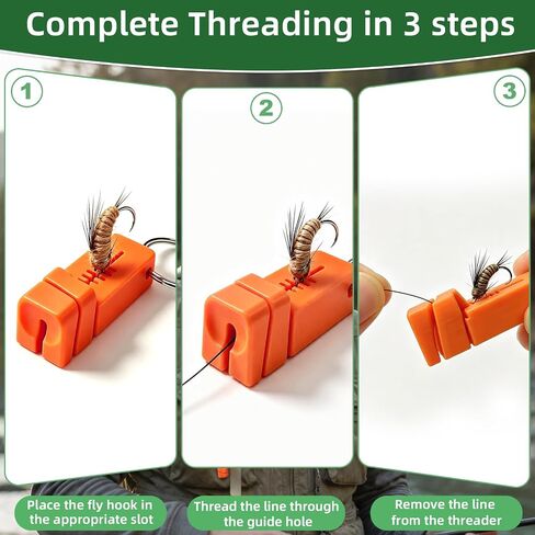 3 Pcs Magnetic Fly Threader Set, Fishing Knot Tying Tool with Retractable Keychain Heavy Duty and Fish Hook Sharpener, 4-Slot Precision Fly Fishing Accessories for Low Light and Small Flies in Saudi Arabia
