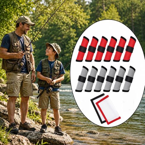 12pcs Lure Wrap, 5.9 Inch Fishing Lure Covers Bait Gloves Fish Hook Storage Protectors + 2pcs Clear PVC Lure Wraps, Fishing Hook Covers Bait Storage Keeps Fishermen Safe for Fishing Rod in Saudi Arabia