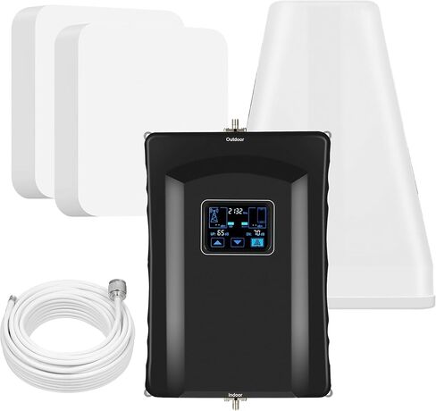 Cell Phone Booster for All U.S Carriers | Boosts 5G 4G LTE 3G | Cell Phone Signal Booster for Home and Office | 2 Indoor Antennas Up to 10000 Sq.Ft | Touch Screen Display | FCC Approved in Saudi Arabia
