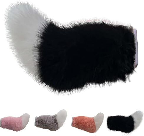 Remote Control Electric Car Tail, Cute Fuzzy Wagging Moving Tail for Car Exterior Decoration, Handmade Rechargeable Auto Trunk Charm, Universal Fit Vehicle (Black) in Saudi Arabia