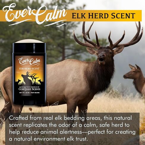 Conquest Scents EverCalm Elk Herd Scent, Calming & Original Formula | Made from Real Elk Bedding, All-Season Use, Trail Marking Scent, Versatile Hunting Scents in Kuwait