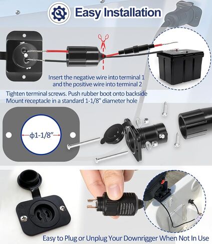 LAIKOU 2126 Downrigger Receptacle Socket Compatible with Scotty Depthpower Electric Downriggers Power Connector 2 Wire 12V /24V/36V Systems, Marine Boat Battery Accessory in Saudi Arabia