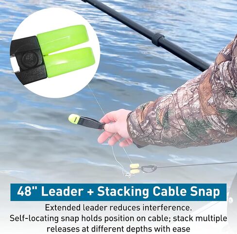 QQZ Downrigger Release Clip, 1173 Power Grip Plus with 48" Leader & Cable Snap, Stacking Self-Locating Snap, Adjustable Tension, No Line Damage, Easy Retrieve for Trolling in Kuwait