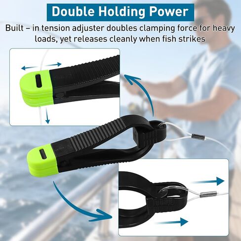 QQZ Downrigger Release Clip, 1173 Power Grip Plus with 48" Leader & Cable Snap, Stacking Self-Locating Snap, Adjustable Tension, No Line Damage, Easy Retrieve for Trolling in Kuwait